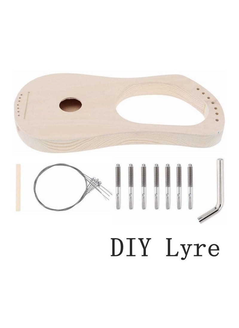 null - Lyre Harp, Lyre Harp 7 String DIY Kit, Adult/Child Musical Instrument, Make Your Own Bass Wood, Lyres Wood String Lyre Harp with String Post String Saddle Tuning - Image 1