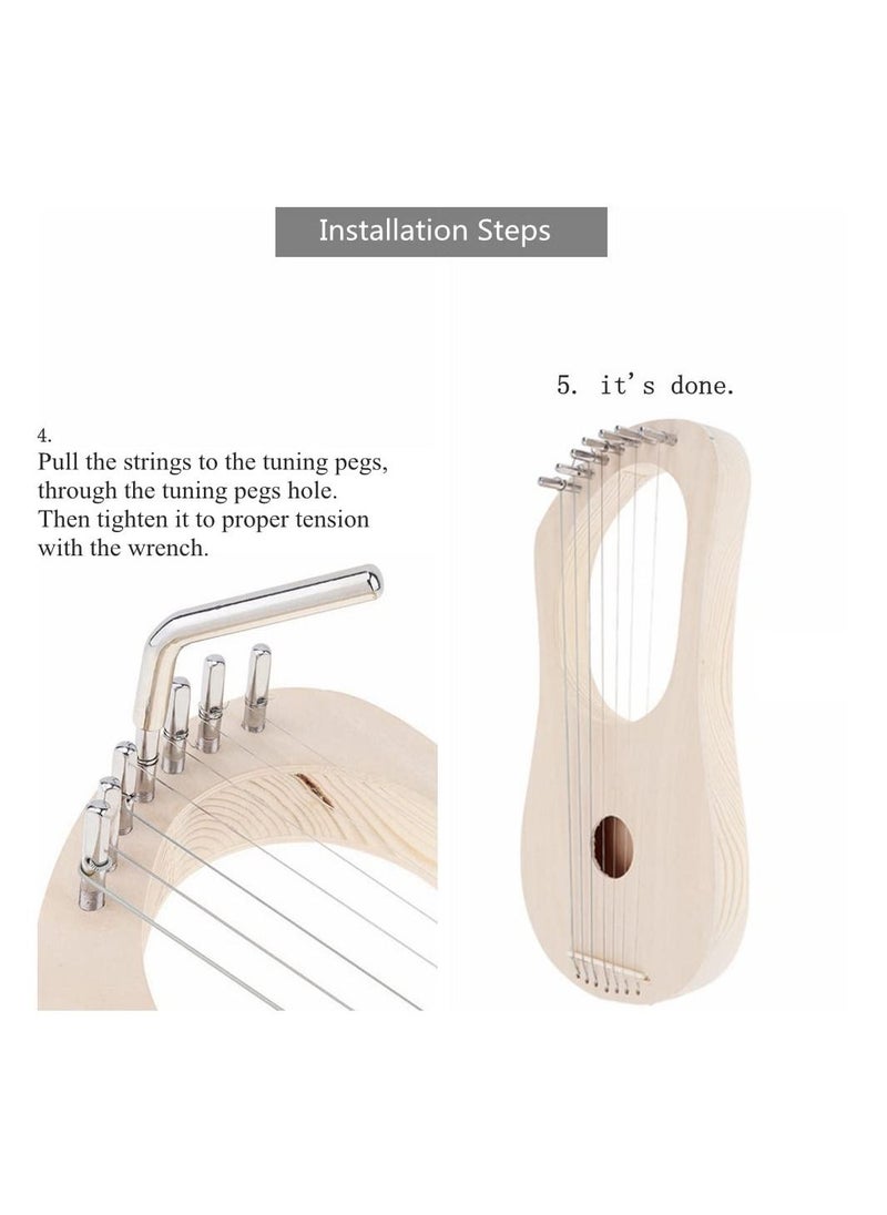 null - Lyre Harp, Lyre Harp 7 String DIY Kit, Adult/Child Musical Instrument, Make Your Own Bass Wood, Lyres Wood String Lyre Harp with String Post String Saddle Tuning - Image 1