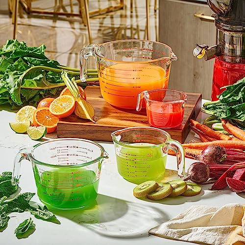 Le'raze Leraze Glass Measuring Cups Set of 4 HeatResistant EasyRead Measurements Ergonomic Handle Pour Spout Dishwasher Safe Kitchen Bakeware Liquid Batter Mixing Bowls 1 cup 2 cup 4 cup 8 Cup - Image 3