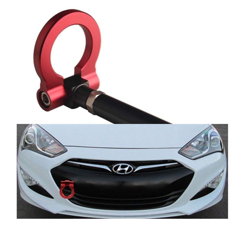 DEWHEL JDM Folding Screw On Racing T2 Tow Hooks Front Rear for 1016 Hyundai Genesis Coupe Red