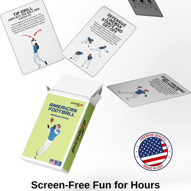 Pure Drop Puredrop American Football Training Equipment Aid Coach Cards Great Training Drills for Practice Exercises and Workouts at Home Activity Toys for Beginners Kids Adults and Youth Players Toss Throwing - Image 3