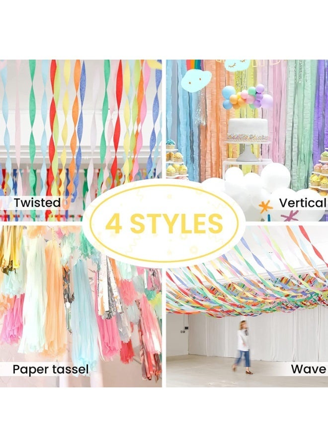 لياكم 8 لفات من زينة الحفلات بألوان الباستيل - مجموعة شرائط ورقية مجعدة (Crepe Paper) بـ 8 ألوان باستيلية ناعمة، مثالية لحفلات الزفاف، وحفلات استقبال المولود والعروس، وحفلات الخطوبة، وأعياد الميلاد، وعيد الحب. - Image 5