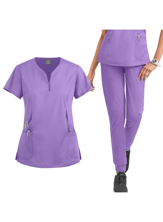 NIBEMINENT Summer Nurse Scrubs  Pet Grooming Institution Spa Scrubs Blouse Quick Dry Nurse Workwear - Image 1