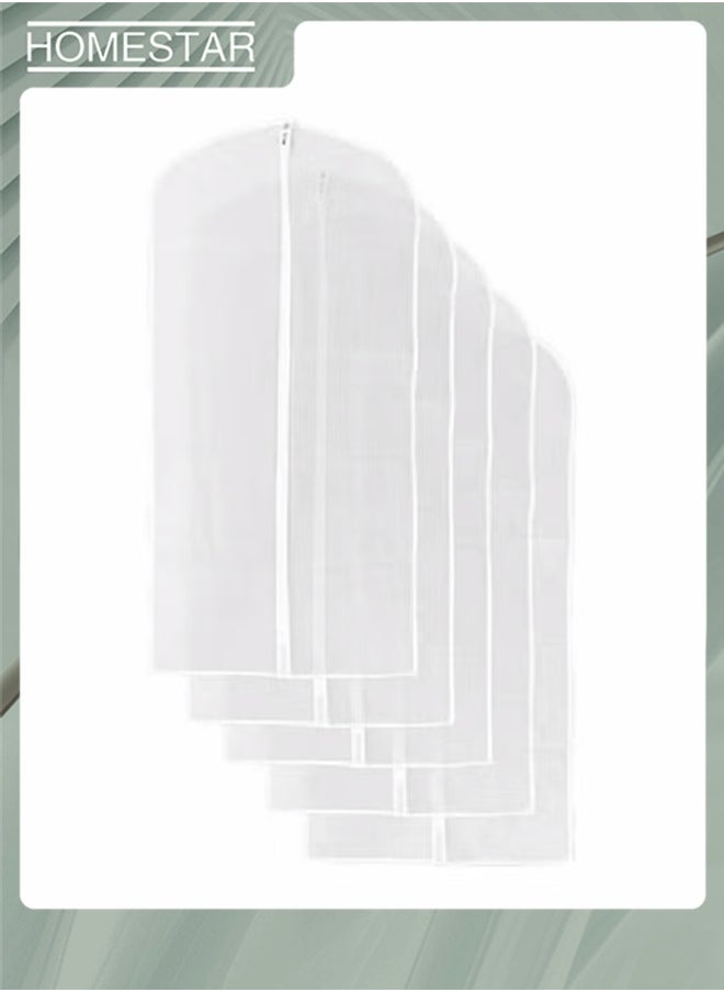 HOMESTAR - 5-Piece Full Zipper Closet Storage And Travel Hanging Garment Bag Set White - Image 1
