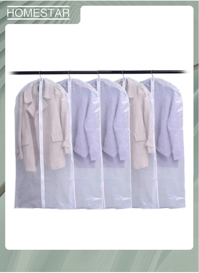 HOMESTAR - 5-Piece Full Zipper Closet Storage And Travel Hanging Garment Bag Set White - Image 1