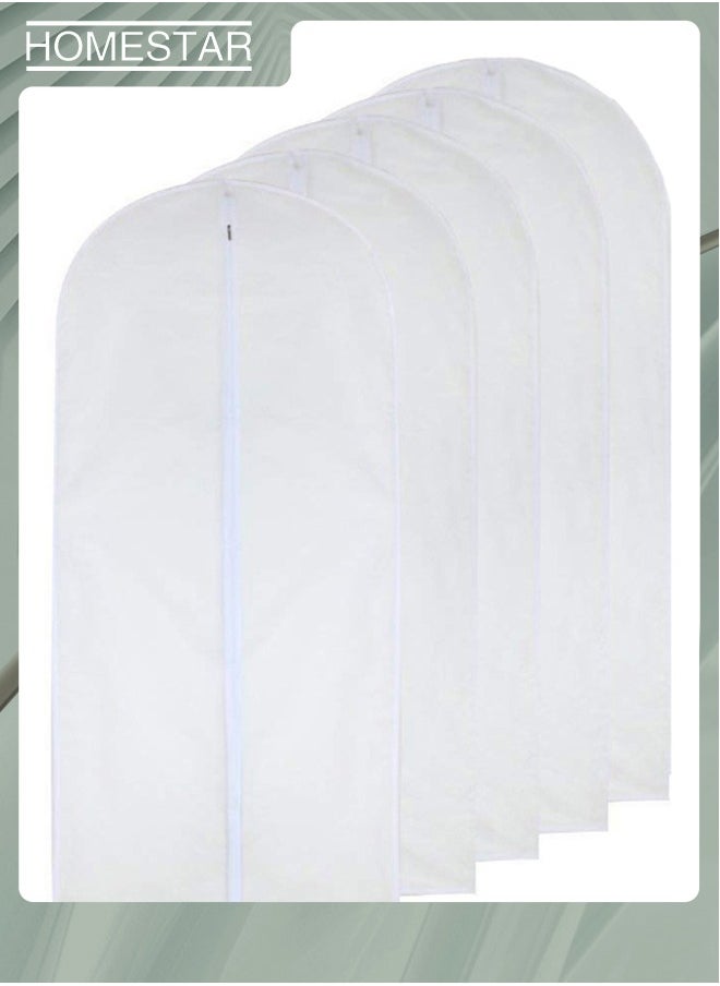 HOMESTAR - 5-Piece Full Zipper Closet Storage And Travel Hanging Garment Bag Set White - Image 1