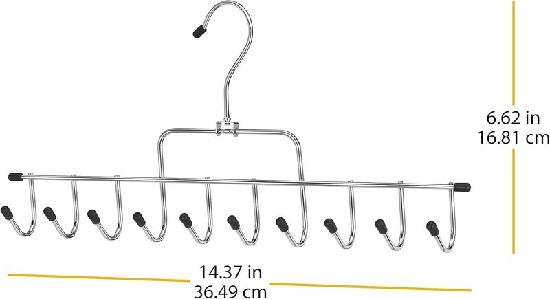 Whitmor 10 Hook Accessory Hanger in Chrome/Black for Belts and Ties - Image 5