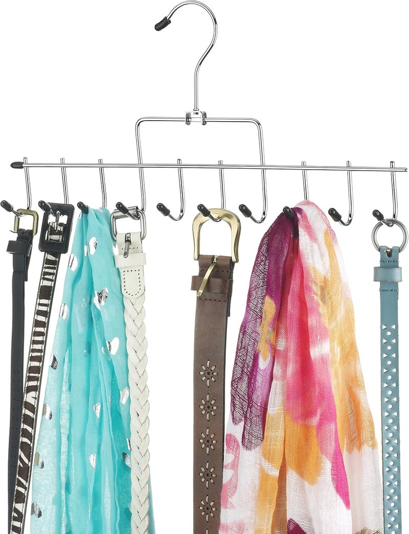 Whitmor 10 Hook Accessory Hanger in Chrome/Black for Belts and Ties - Image 2