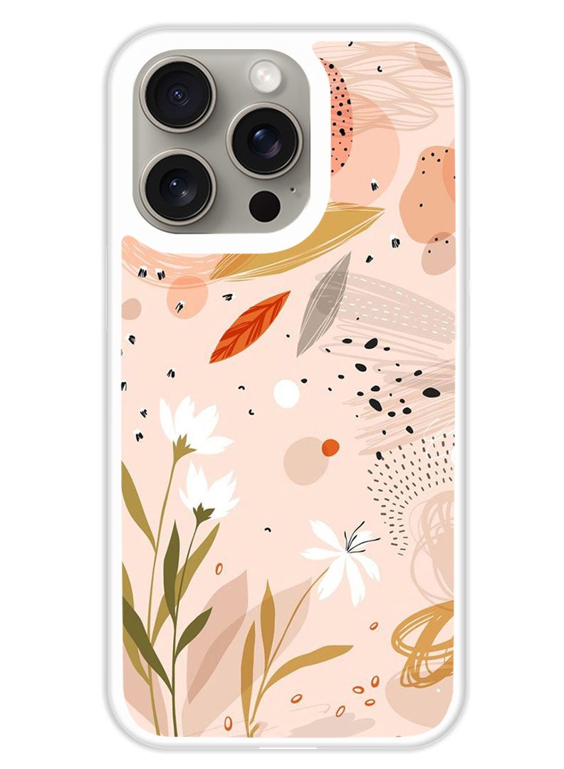 Theodor Protective Case Cover For APPLE IPHONE 15 Pro Max Floral Art (White Bumper) - Image 1