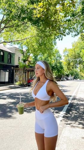 Hi Clasmix High Waisted Workout Biker Shorts for Women-5" Tummy Control Athletic Running Gym Yoga Spandex Shorts(1 Pack White,L-XL) - Image 4