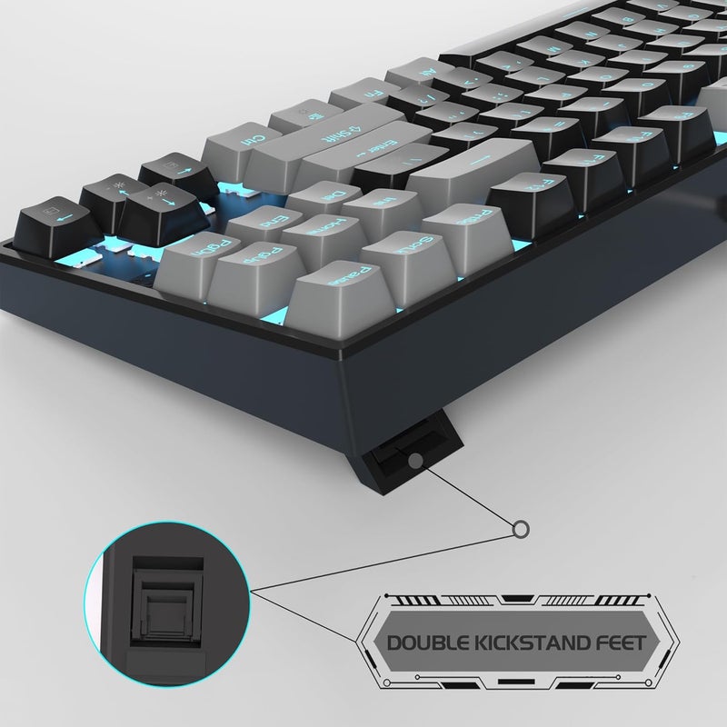 MageGee 75% Mechanical Gaming Keyboard with Red Switch, LED Blue Backlit Keyboard, 87 Keys Compact TKL Wired Computer Keyboard for Windows Laptop PC Gamer - Black/Grey - Image 4