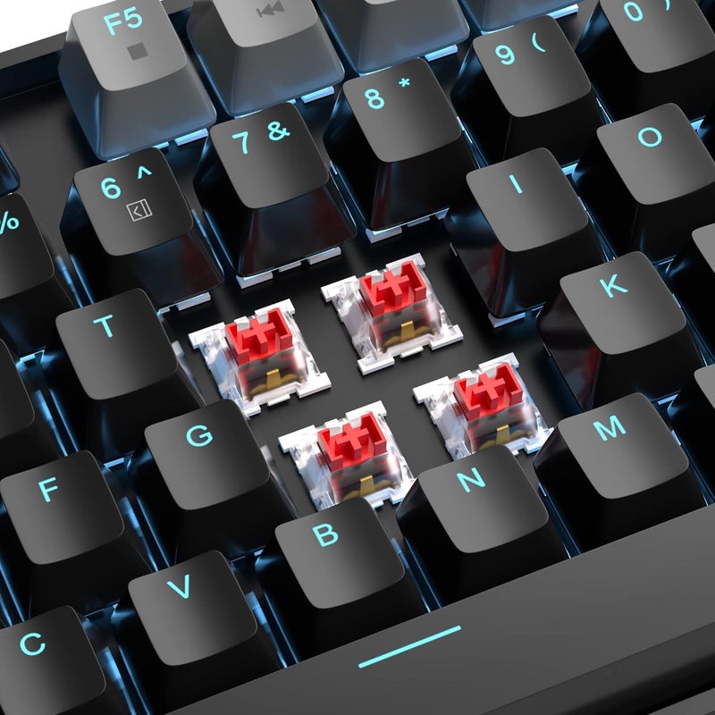 MageGee 75% Mechanical Gaming Keyboard with Red Switch, LED Blue Backlit Keyboard, 87 Keys Compact TKL Wired Computer Keyboard for Windows Laptop PC Gamer - Black/Grey - Image 2