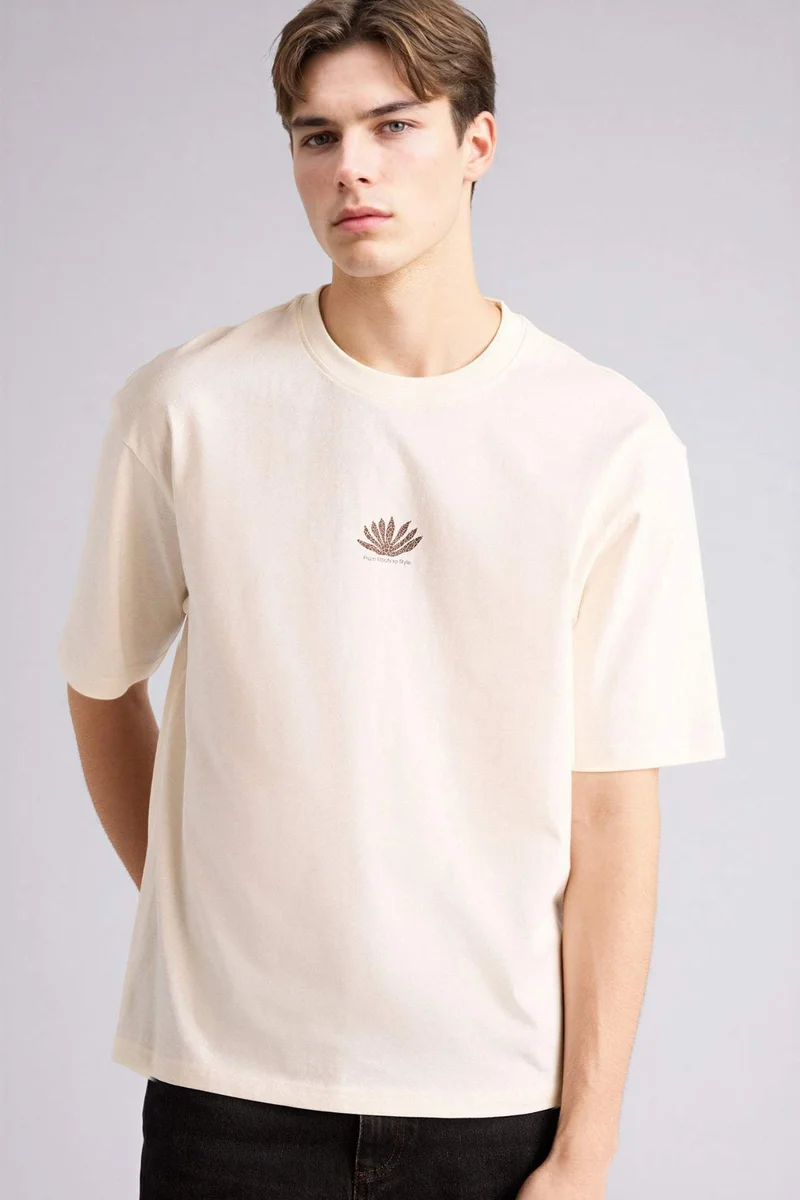 ديفاكتو 100% Cotton Boxy Fit Printed T-Shirt