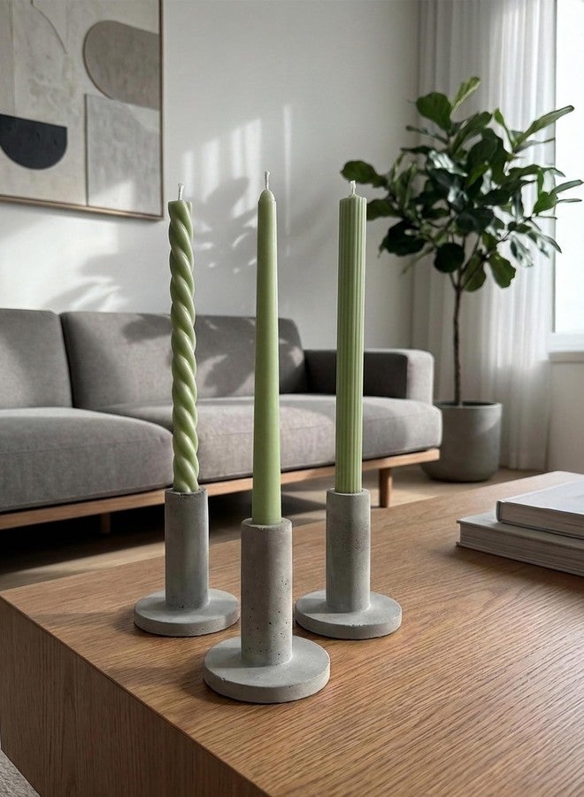 HOMEOLOGY شموع هومولوجي المخروطية المتنوعة مقاس 10 بوصات، لون أخضر ربيعي، عبوة من 3 قطع، تدوم من 7 إلى 8 ساعات، شمعدانات طويلة غير معطرة - Image 5