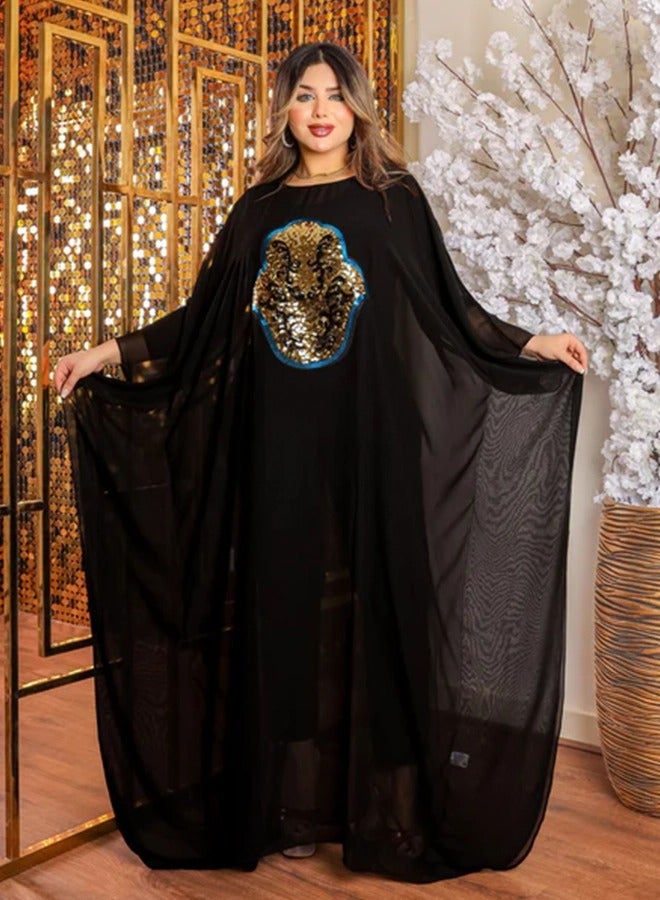 زمرد چلابية دبي شيفون - تطريز - Image 3