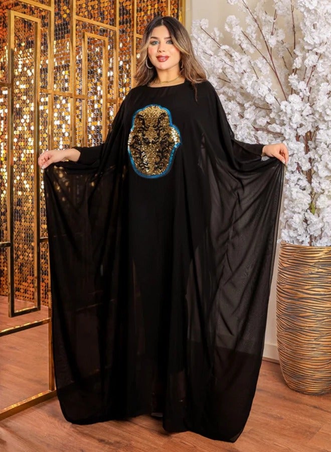 زمرد چلابية دبي شيفون - تطريز - Image 4