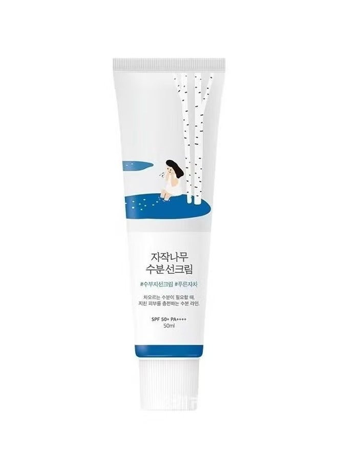 ROUND LAB Birch Juice Moisturizing Sunscream, Protective Oil Control Cream For All-Skin Types, Contain Chemical Sun Blocks (SPF50+ PA++++) To Protect Skin From UV Rays, Moisturizing Sunscreen Cream - Image 1