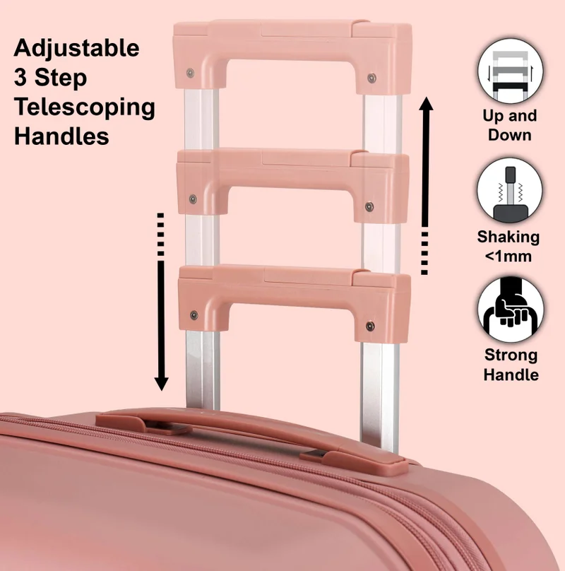 Cabinpro rose Unisex Expandable Large Checked PP Fashion Trolley Lightweight Hard Shell Spinner luggage with 360° Degree 4 Twin Wheel and Double Zippers CP003 Rose  | Best Price UAE