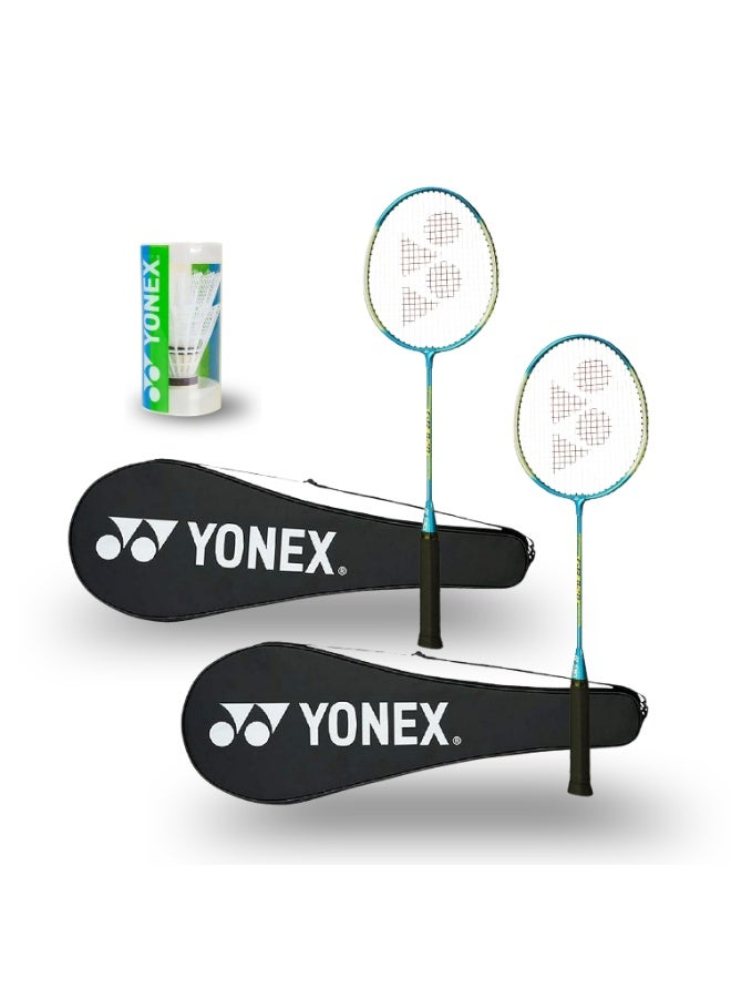 Yonex GR 202 -2-Player Badminton Set with 2 shuttle cock | Includes 2 Aluminum Rackets, 2 Carry Bag, Shuttle cock| Lightweight & Durable | Ideal for Beginners & Recreational Play - Image 1