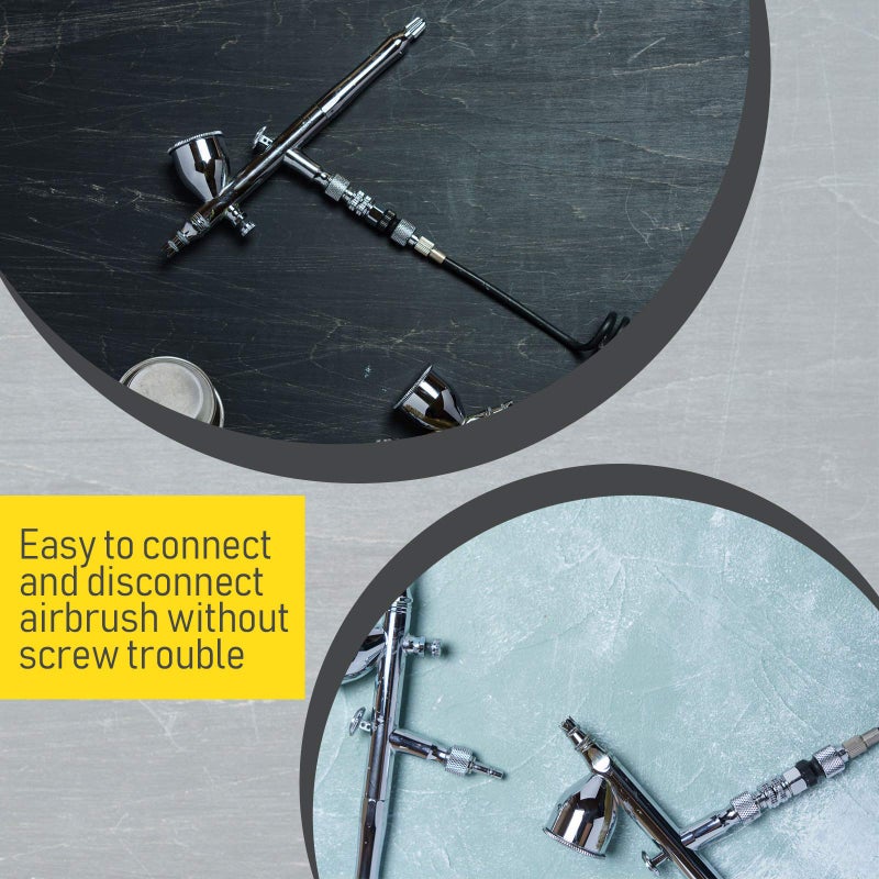 Hotop 5 Pcs Airbrush Quick Release Coupling Disconnect Adapter Kit, 1/8 Inch Female Connectors and Male Adapters Adjustment Control Valve Airbrush Accessories for Air Compressor - Image 5