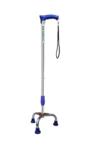 Kds Surgical 3 Leg Chrome Adjustable Height Men/Women/Old Age People Patient Walking Stick (Blue) - Image 2