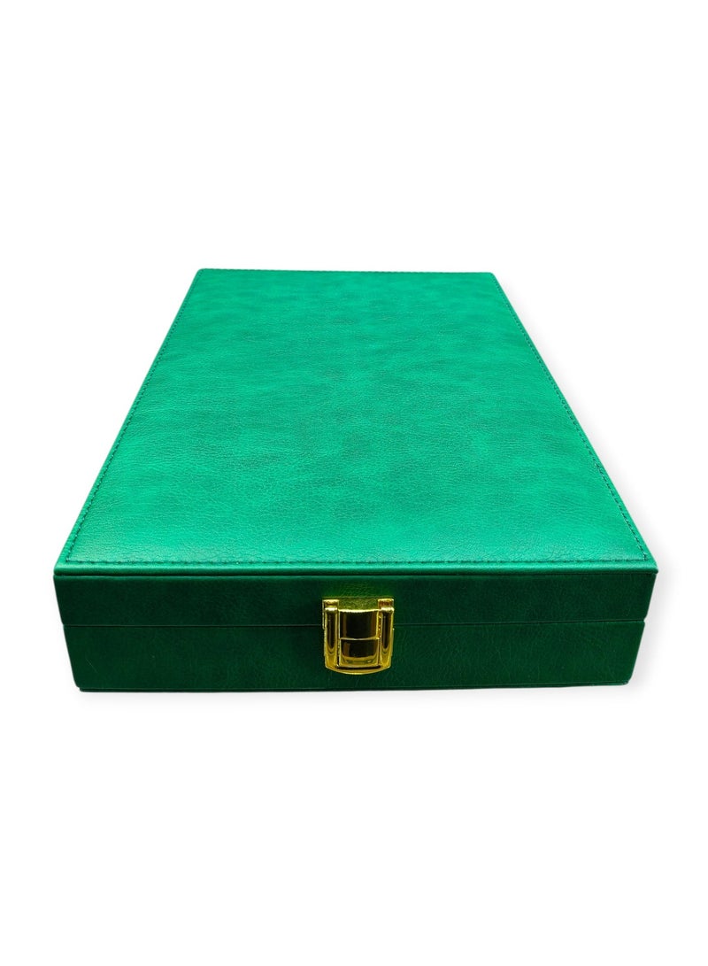 Al Seraj Luxury Necklace Jewelry Box Made in Dubai | Premium Green Rexine Exterior with Soft Green Suede Interior | Elegant Necklace Storage Case for Gift, Wedding, Retail Display & Jewelry Protection - Image 3