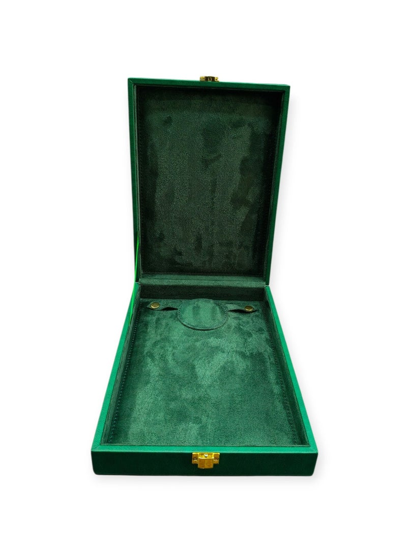 Al Seraj Luxury Necklace Jewelry Box Made in Dubai | Premium Green Rexine Exterior with Soft Green Suede Interior | Elegant Necklace Storage Case for Gift, Wedding, Retail Display & Jewelry Protection - Image 5