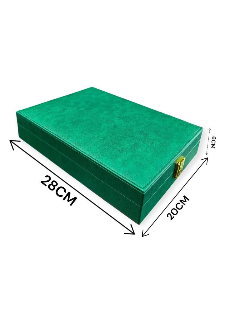 Al Seraj Luxury Necklace Jewelry Box Made in Dubai | Premium Green Rexine Exterior with Soft Green Suede Interior | Elegant Necklace Storage Case for Gift, Wedding, Retail Display & Jewelry Protection - Image 2