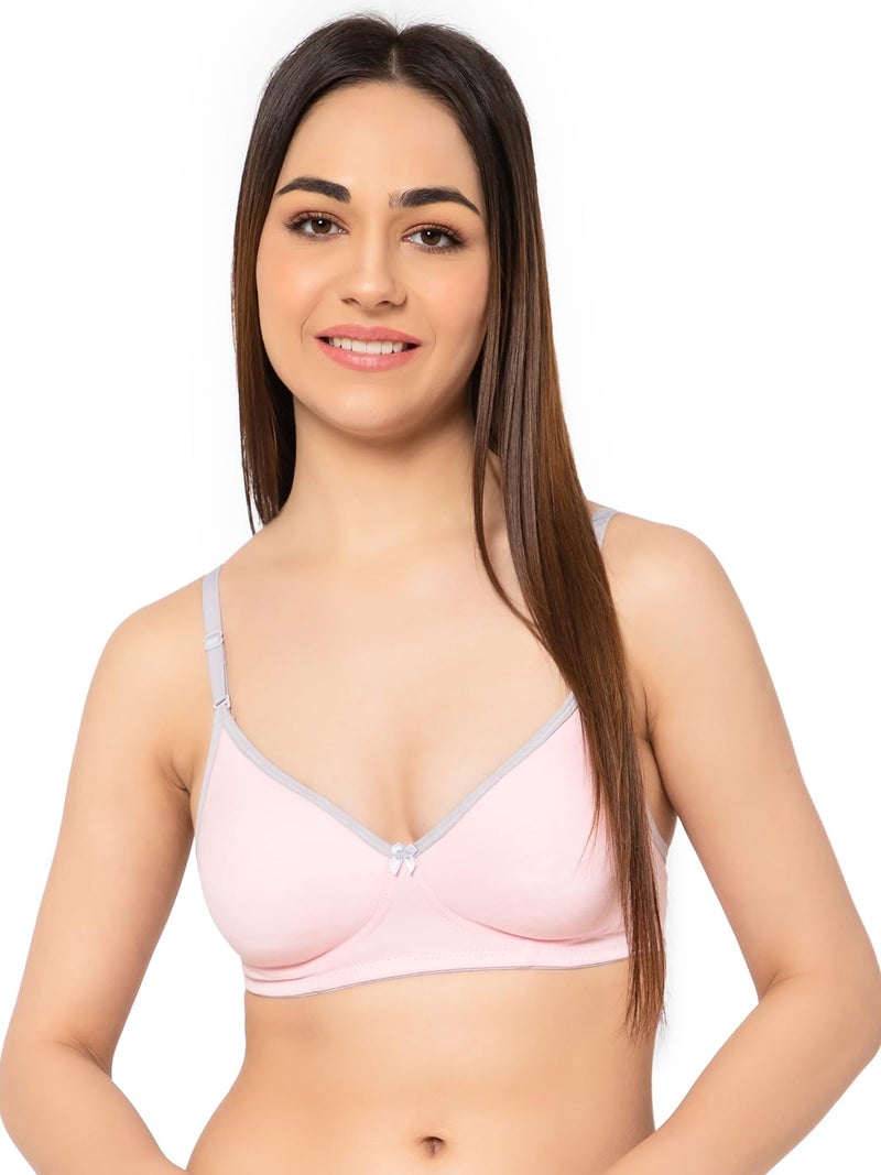 Clovia Women's Cotton Lightly Padded Non-Wired Full Cup Multiway T-Shirt Bra (BR1722A22_Pink_36B) - Image 1