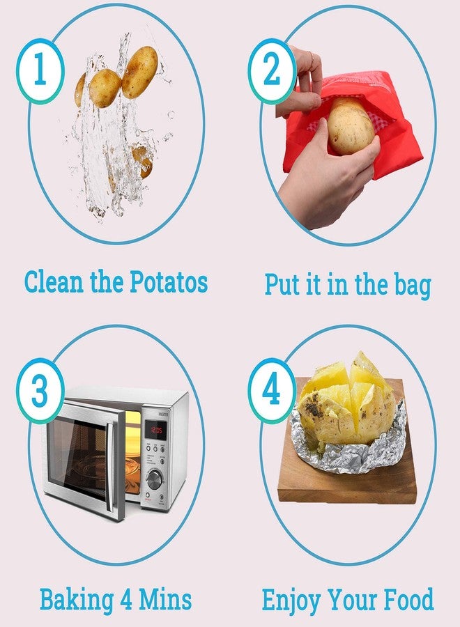 LeeYean Microwave Potato Bag, 3 Pack Reusable Express Microwave Potato Cooker Bag, Baked Potato Cooker Perfect Potatoes 4 Minutes - Red Baked Pouch - Image 5