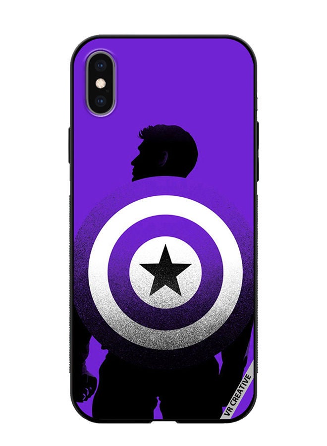 VR CREATIVE Protective Case Cover For Apple iPhone X/XS Purple Captain America Design Multicolour - Image 1
