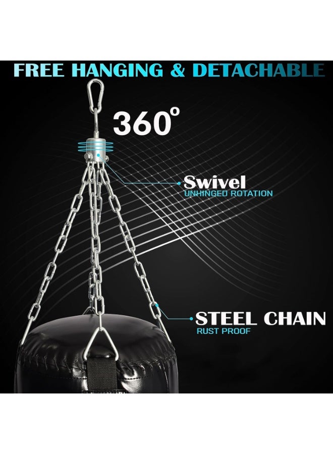Sky Land SKY LAND Heavy Duty Filled Punching Bag for Boxing, Kickboxing, MMA, Karate | PU Leather Bag with Wall Mount Hanger | Home Gym Training for Adults & Youth | Black, EM-1876 120cm version  - Image 2