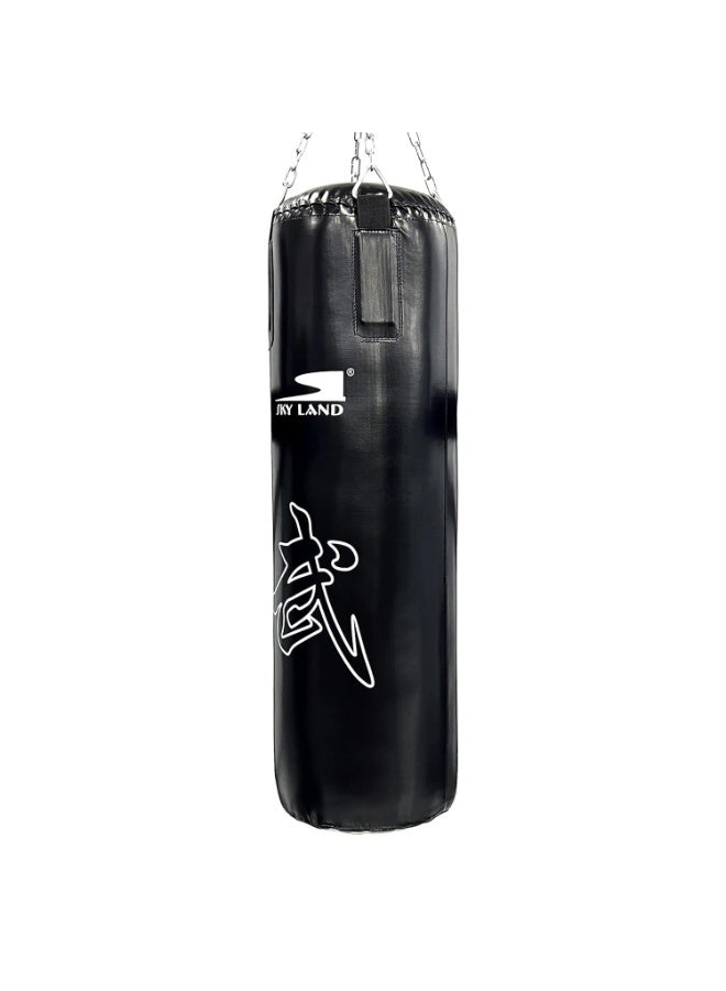 Sky Land SKY LAND Heavy Duty Filled Punching Bag for Boxing, Kickboxing, MMA, Karate | PU Leather Bag with Wall Mount Hanger | Home Gym Training for Adults & Youth | Black, EM-1876 120cm version  - Image 1