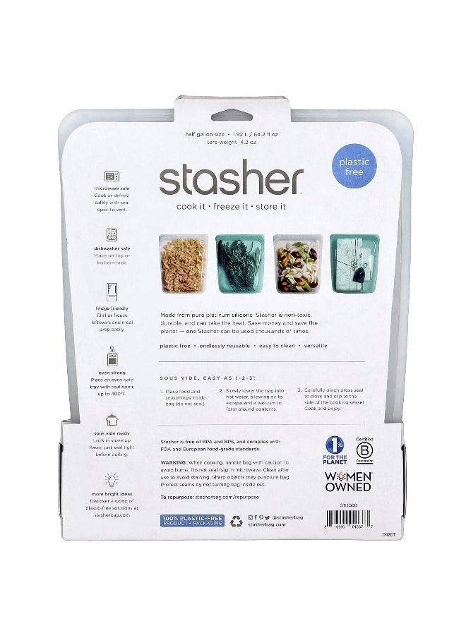 Stasher Stasher, Reusable Silicone Food Bag, Half Gallon, Clear, 64.2 fl oz (1.92  l)  - Image 2