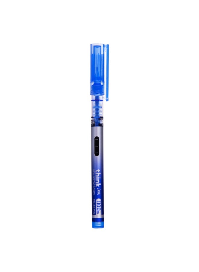 Deli EQ300-BL Roller Pen 12 pcs / box – 0.5mm Needle Tip, 1100m Writing Length, Ink Indicator, Smooth & Non-Toxic Blue Ink - Image 3
