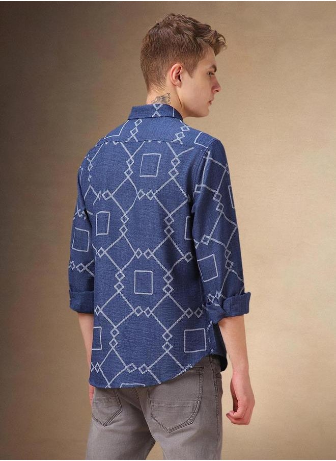 Dennis Lingo - Geometric Print Button-Down Shirt by Styli - Image 1