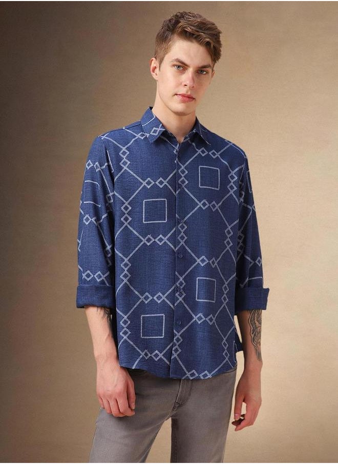Dennis Lingo - Geometric Print Button-Down Shirt by Styli - Image 1