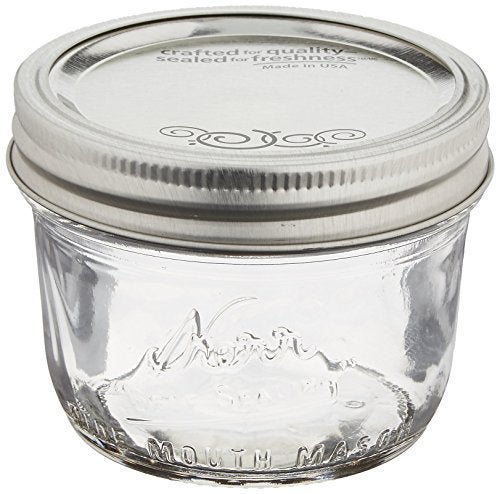 Jarden Kerr Wide Mouth HalfPint Glass Mason Jars 8Ounces with Lids and Bands 12Count per Case 1Case
