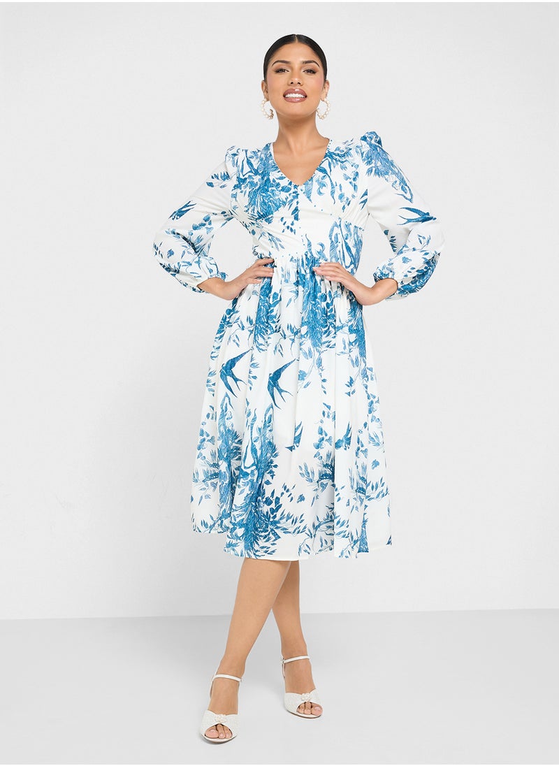 ELLA Monochrome Print Dress  - Image 1