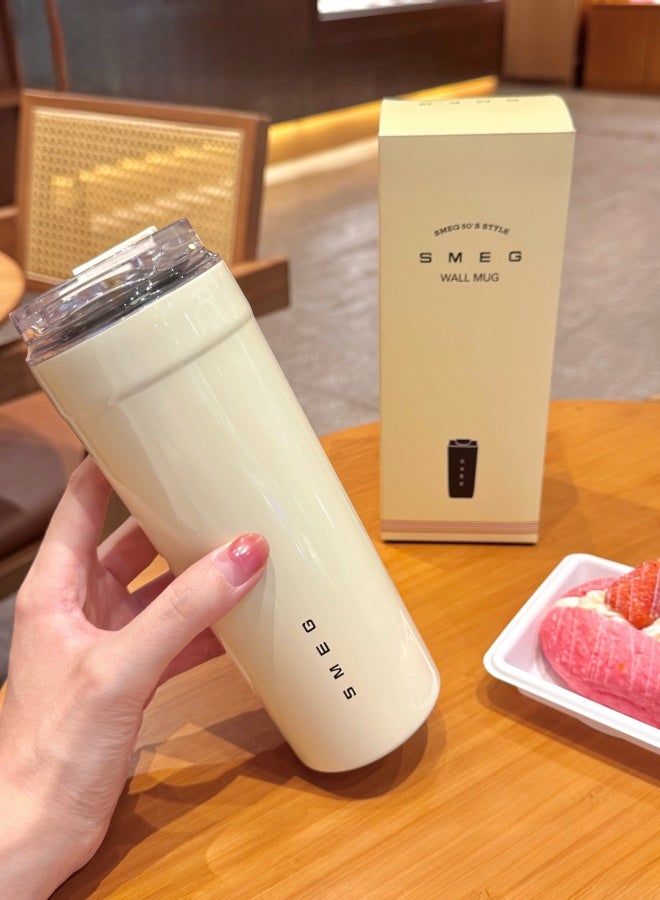 SMEG Travel Coffee Mug, 550ml Insulated Drinking Mug with Leak Proof Lid, Durable Coffee Mug with Lid, White Travel Coffee Mug - Image 2