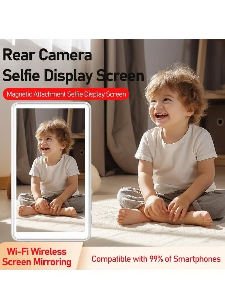 ELTRAZONE Wireless Magnetic Selfie Mirror Screen for Phone – 4.02 Inch IPS Rear Camera Display Adapter for Vlogging, Live Streaming, Rear Selfies, TikTok Video Recording & YouTube Content Creation  - Image 3