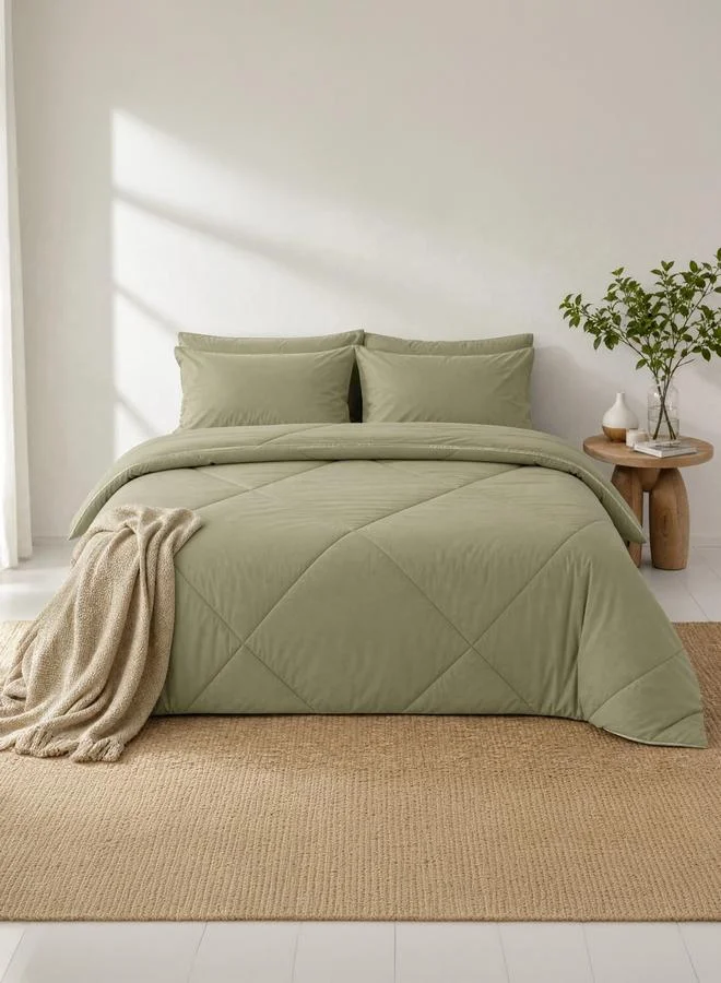 Styli 1-Piece Solid Comforter Olive, 90X100 Inches