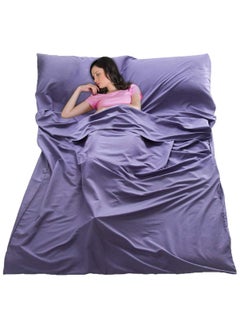 Cuken 180*210cm Sleeping Bag Liner with Storage Bag, Camping Travel Home Bed Sheet, Lightweight Breathable Hotel Compact Sacks(Purple)  - Image 1