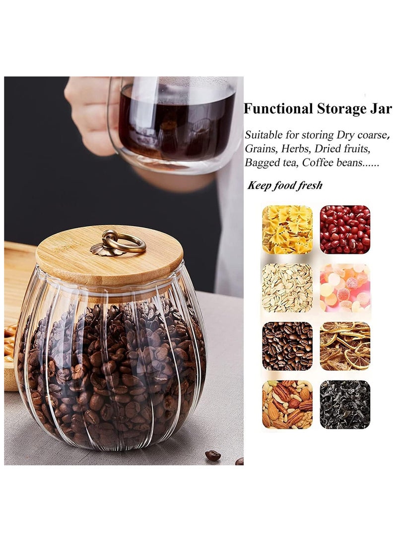 AUTOYSUR Glass Storage Jars with Airtight Lids, Decorative Coffee Bar Container with Airtight Bamboo Lid Metal Ring Canisters Sets for Home Kitchen Storing Candy, Cookie, Nuts, Oatmeal (Oval, 2pcs)  - Image 3