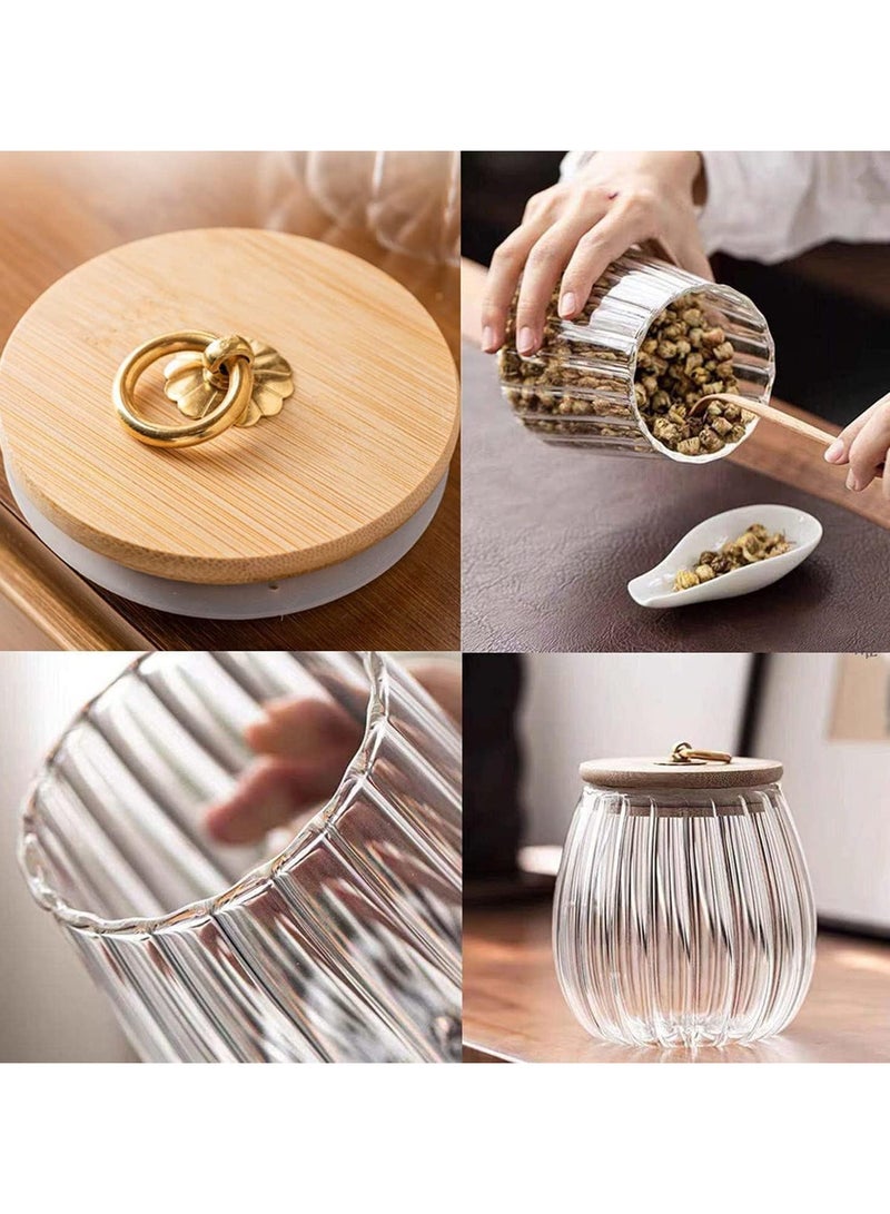 AUTOYSUR Glass Storage Jars with Airtight Lids, Decorative Coffee Bar Container with Airtight Bamboo Lid Metal Ring Canisters Sets for Home Kitchen Storing Candy, Cookie, Nuts, Oatmeal (Oval, 2pcs)  - Image 5