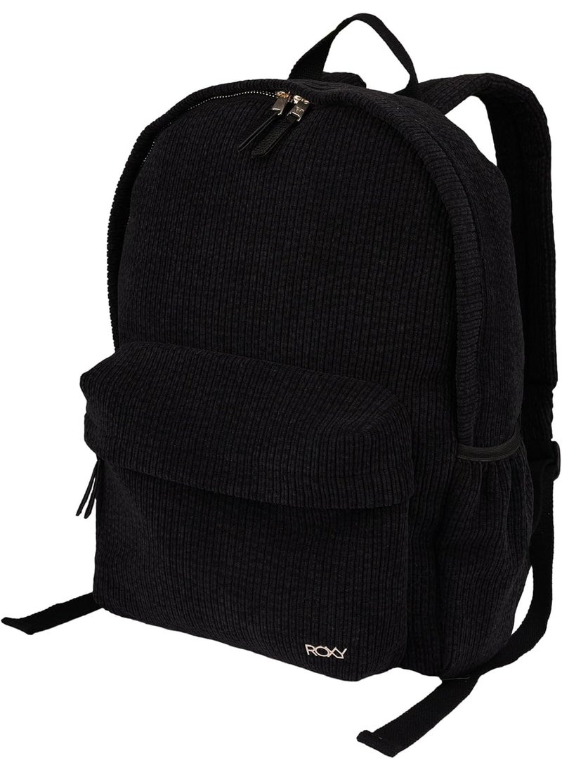 Roxy Roxy Womens Feeling Good Stylish Soft Corduroy Backpack with Padded Shoulder Straps and Exterior Storage Anthracite 15L  - Image 1