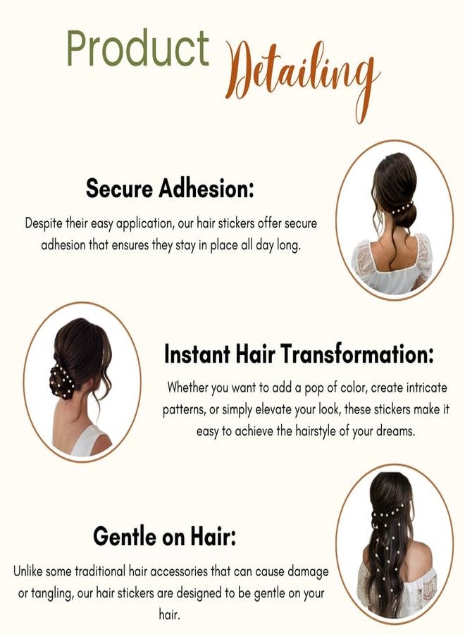 HAIR FLARE Round Pearl Beads Hair Sticker: Effortless DIY Adornment, 60 Pieces for Versatile Styling, Hair Accessories-2765 - Image 3