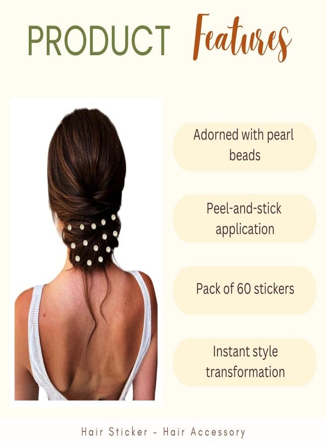 HAIR FLARE Round Pearl Beads Hair Sticker: Effortless DIY Adornment, 60 Pieces for Versatile Styling, Hair Accessories-2765 - Image 2