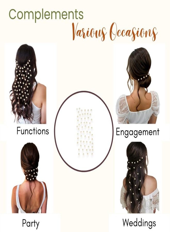HAIR FLARE Round Pearl Beads Hair Sticker: Effortless DIY Adornment, 60 Pieces for Versatile Styling, Hair Accessories-2765 - Image 5