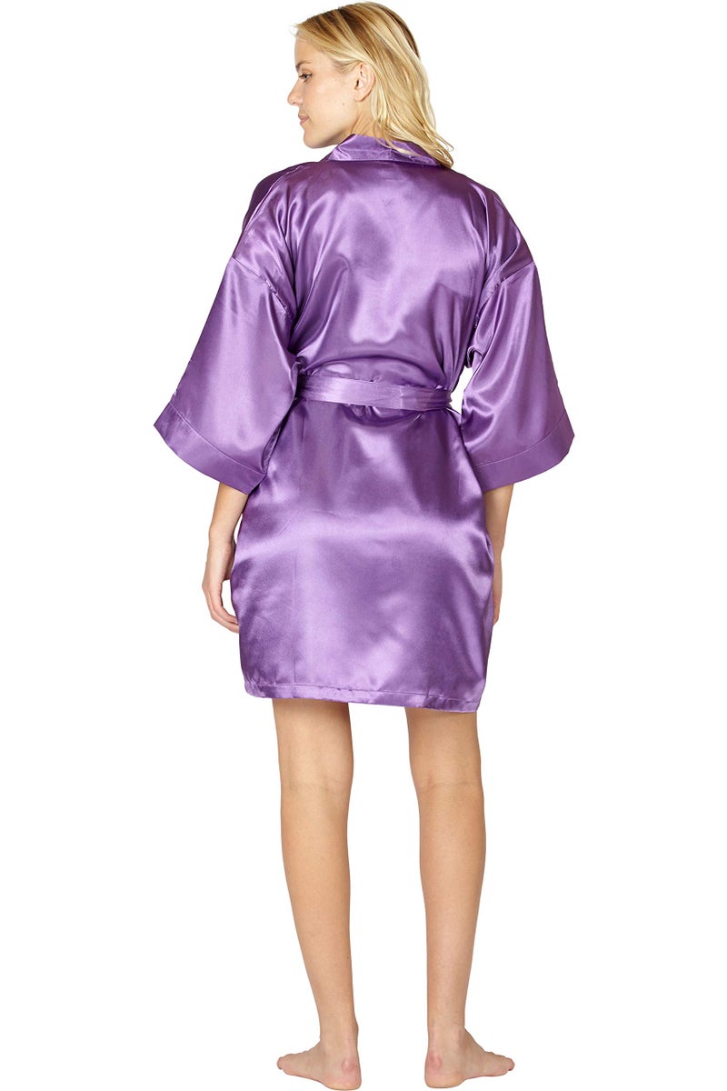 Intimo Women's Poly Charmeuse Robe, Violet, Large - Image 2
